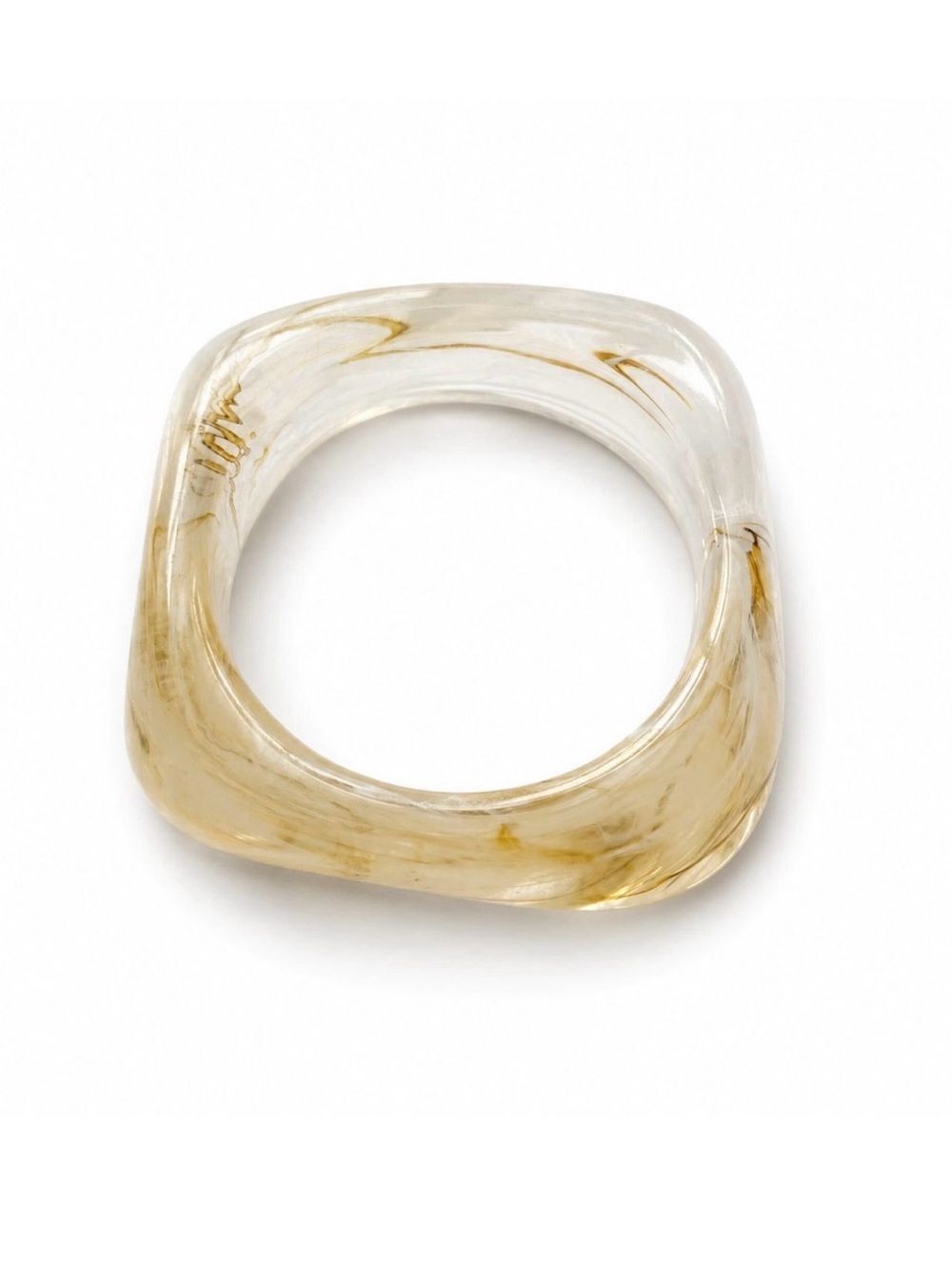 Square Bangle Bracelet in Champagne and Clear Ressim